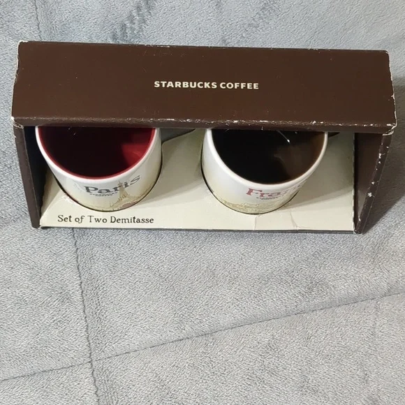 Starbucks Coffee Set Of Two Demitasse - Paris -France 3oz Mini Mug NIB - Picture 2 of 9